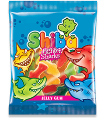 تصویر پاستيل کوسه 90 گرم شيبا 36 عددي