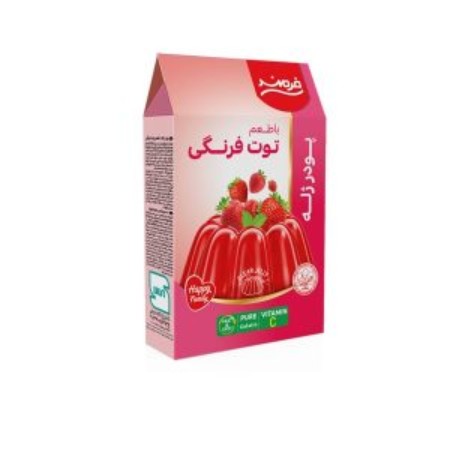 تصویر پودر ژله 100 گرم توت فرنگي فرمند 9 عددي